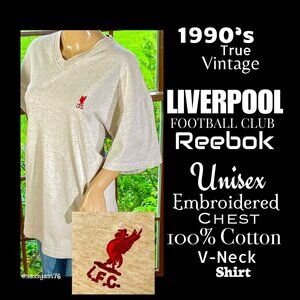 ▪️VTG▪️LIVERPOOL FOOTBALL CLUB▪️REEBOK▪️Unisex Embroidered Chest Cotton Shirt